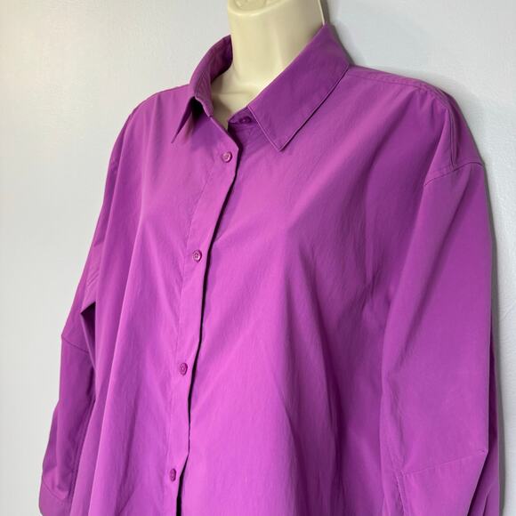 ATHLETA Oversized Poplin Top Jazzy Purple Shirt Performance Relax Women's XL - Picture 3 of 11
